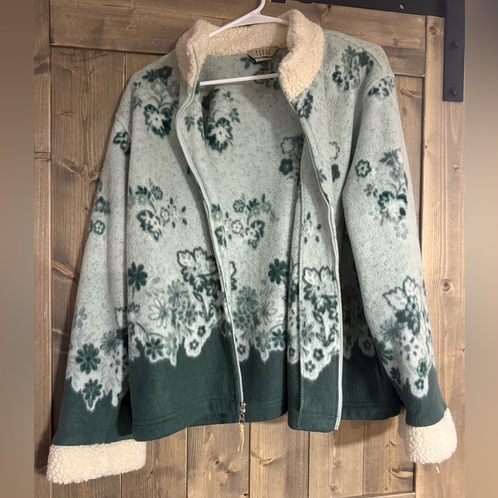 Vintage 90’s Teddi Green Floral Sherpa Jacket Women’s XL Floral